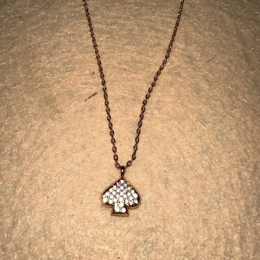 NWT Kate Spade Everyday Spade Necklace Rose Gold With Pave Pendant